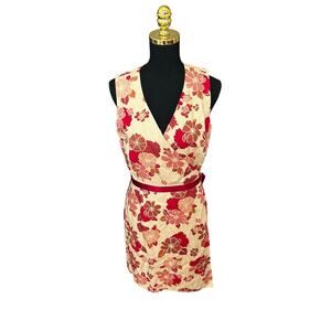 Vintage Spenser Jeremy 100% Linen Floral Wrap Dress with Buckle Size 8